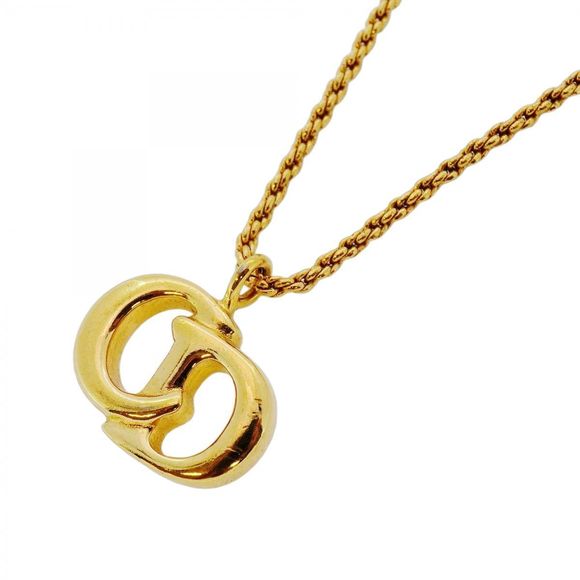 Christian Dior CD Logo Necklace GP Plated Gold  Women's - Picture 1 of 16
